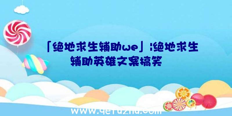 「绝地求生辅助we」|绝地求生辅助英雄文案搞笑